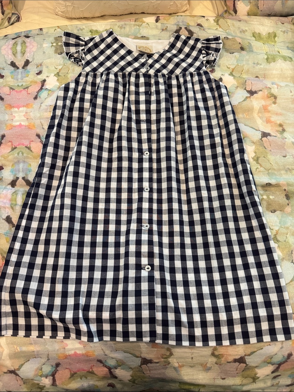 The Beaufort Bonnet Company Navy and White Gingham Button-Front Dress